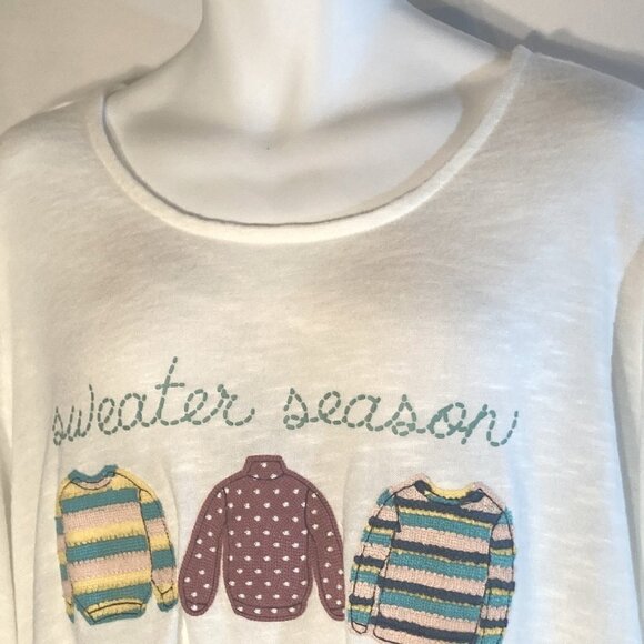 Cato NWT SZ 2X Ivory knit appliqued super soft top stretchy comfy whimsical - Picture 2 of 11